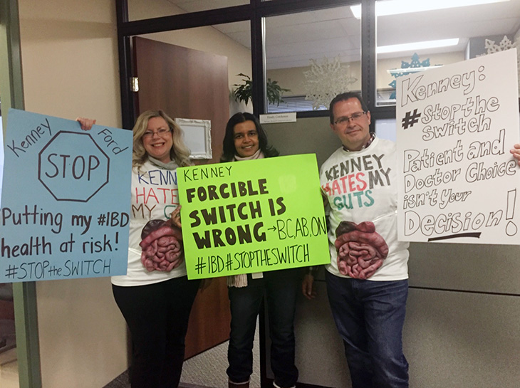 Protesters at the Crohn's and Colitis Head office