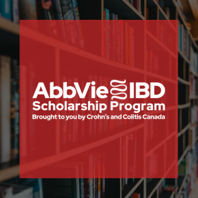 AbbVie IBD Scholarships make life easier for students with Crohn’s or colitis  spelled on a library background