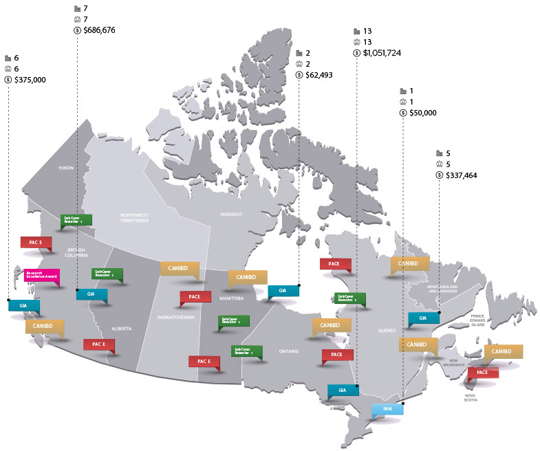 IBD Research in Canada map